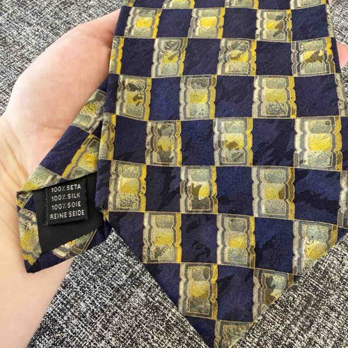 Rico Sangeur vintage premium silk tie like new, blue and yellow