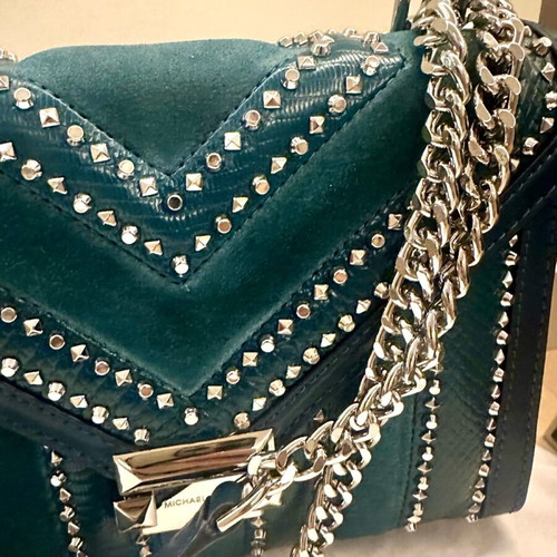 Michael Kors blue crossbody bag like new with studs