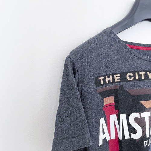 Pull & Bear T-shirt short sleeve used, Vintage Collection Amsterdam, size M, gray