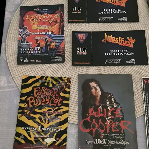 Metal flyers used, pack of 12 with 2 Judas Priest tickets