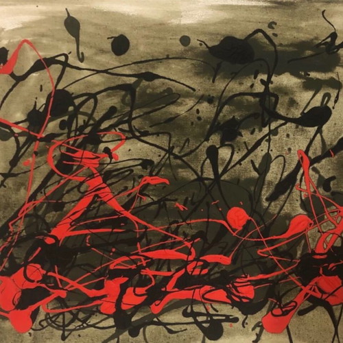 Abstract painting in Jackson Pollock style acrylic on canvas 2019
