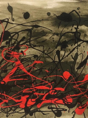 Αυθεντικός πίνακας ζωγραφικής abstract στυλ Jackson Pollock ακρυλικό σε καμβά 2019