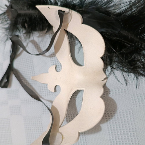 Venetian-style mask with feathers like new
