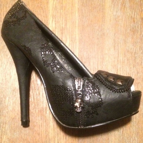NEW ΙRON FIST PEEP TOE STILETTO PUNK/BIKER/GOTH ΠΛΑΤΦΟΡΜΑ No37