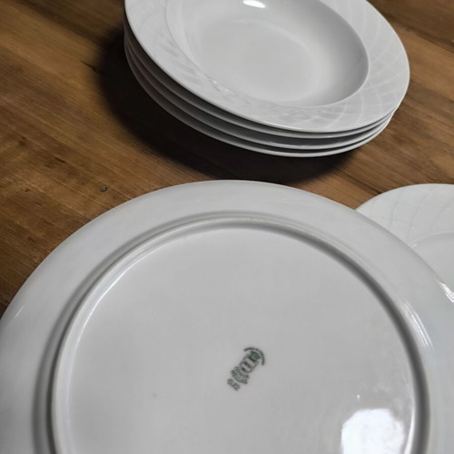Ionia Hellas vintage porcelain plate set, 8 pieces, embossed design