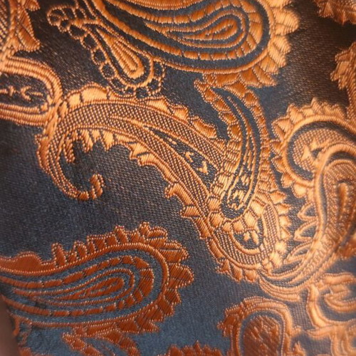 Silk paisley tie new, 162 cm length, copper color