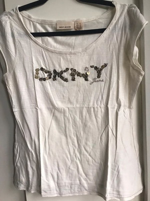 DKNY women's t-shirt used, 100% cotton, beige, size L