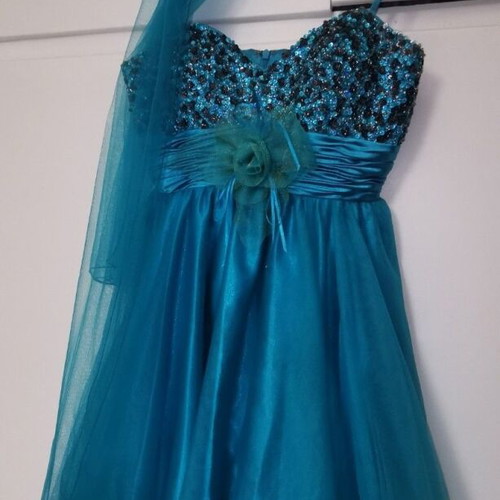Charly Cocktail Dress Small turquoise with matching scarf like new