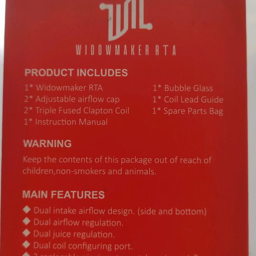 Vandy Vape Widowmaker RTA 6ml 25mm used, matte black