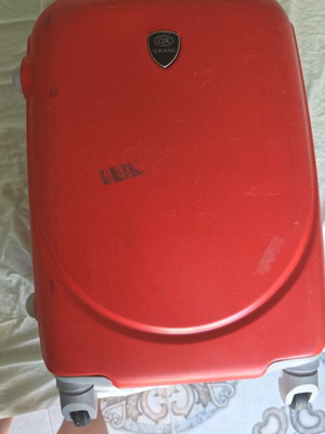 Travel suitcase used, cabin size 48×37×22 cm, red