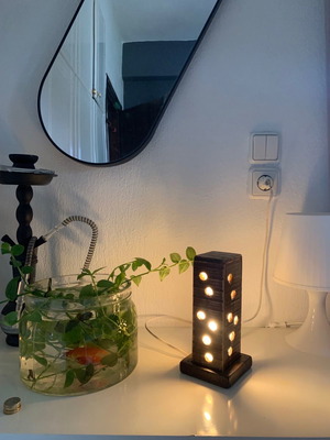 Handmade lamp made of processed wood new