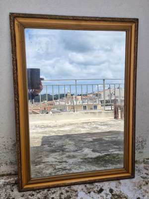 Wooden mirror used with vintage embossed frame 49×67.5 cm