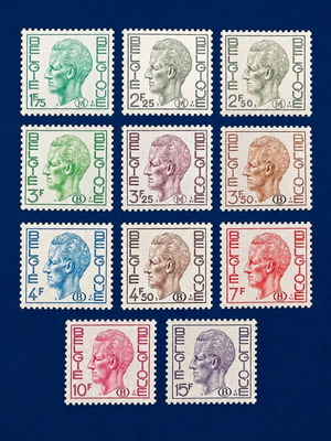 Belgium stamp set of 10, mint condition