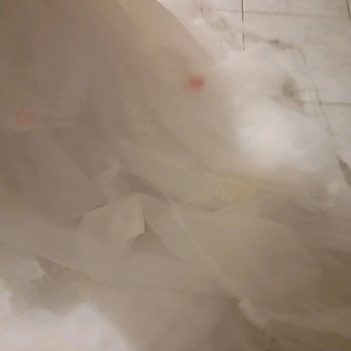 Wedding dress white strapless bust embroidered motif satin pleats size XL