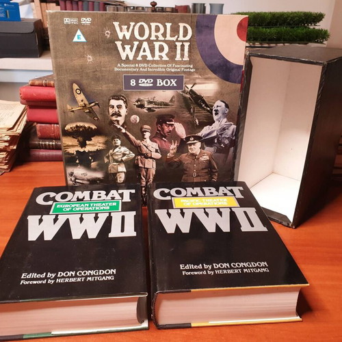 Combat WWII book set and 8 DVD collection used, English