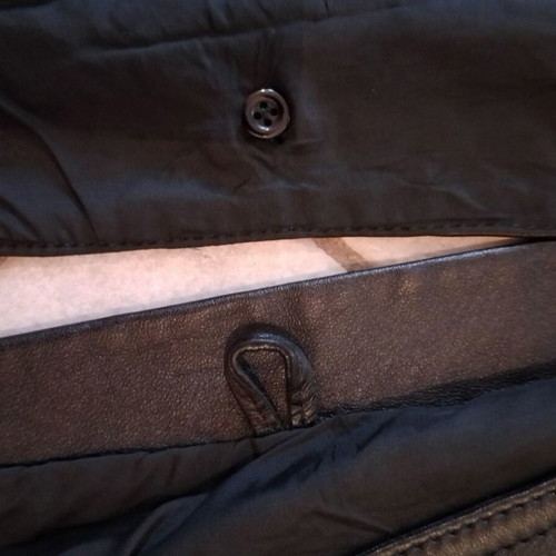 Leather women's flared coat used, black