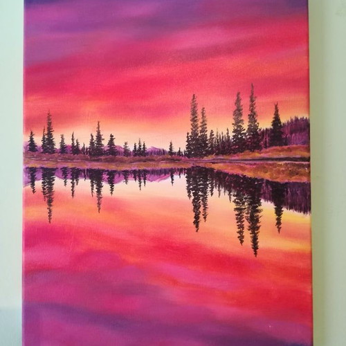 Painting new, surreal landscape with acrylics