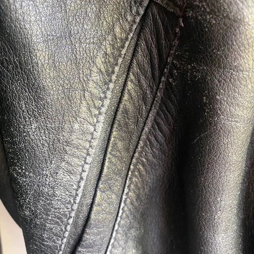 Bomber vintage unisex leather jacket used, black, size M