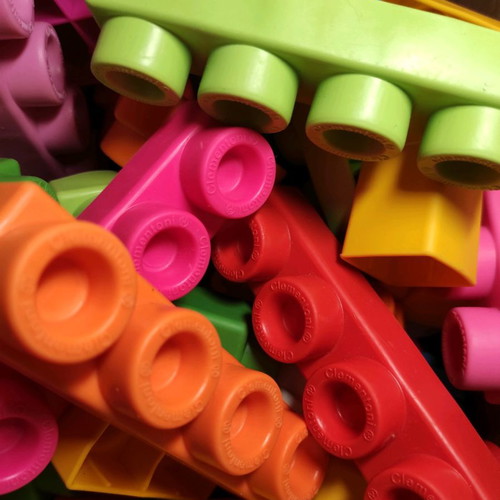 Clementoni soft blocks used, 116 pieces