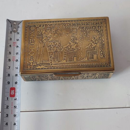 Vintage brass Egyptian box with wooden lining
