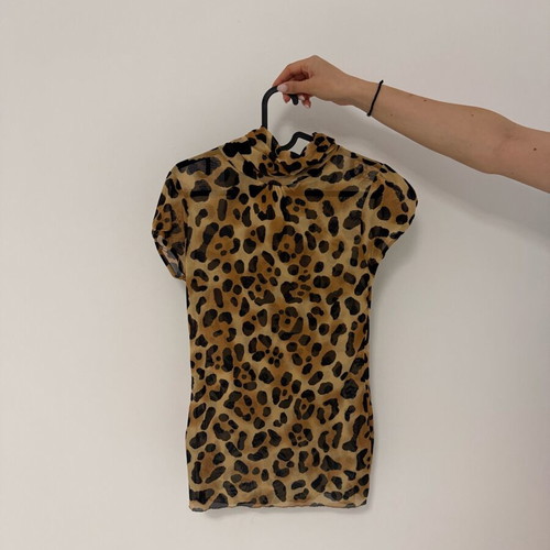 Leopard mesh top with turtleneck Zara size S like new