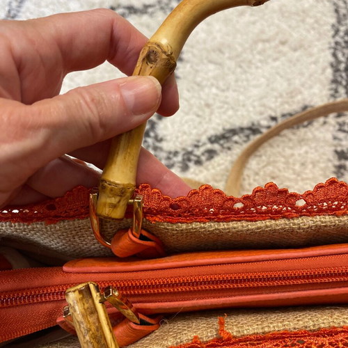 Guess handbag with bamboo handle new, orange