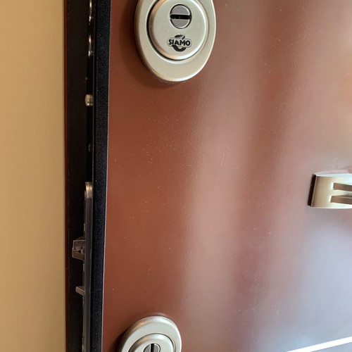 Siamo Doors security door used, exterior aluminum brown