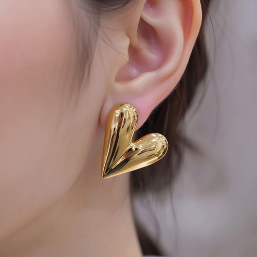 Gold Heart Earrings New, Gold Color Stainless Steel