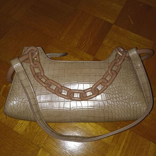 Leather shoulder bag new, beige