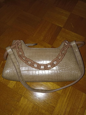 Leather shoulder bag new, beige