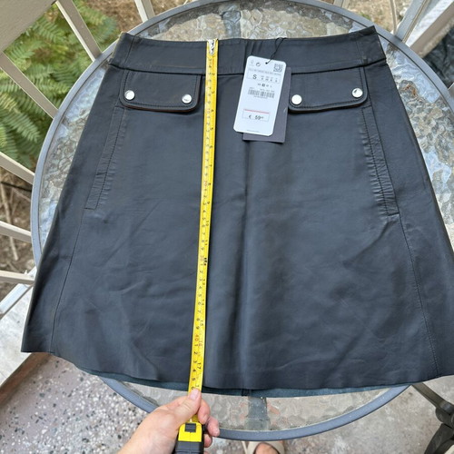 Zara leather skirt, black and orange, size S