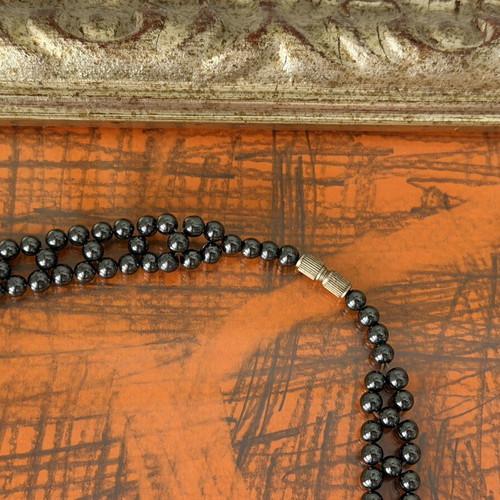 Hematite choker vintage handmade necklace 47 cm