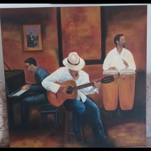 Latin Jazz Collection set of 2 paintings 90×90 cm new