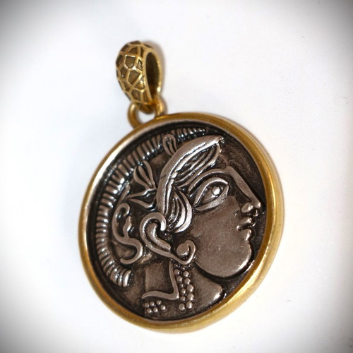 Ancient Tetradrachm Athena Head Silver Pendant new