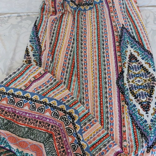 Ethnic dress OS with wasp nest detail on chest used, strapless