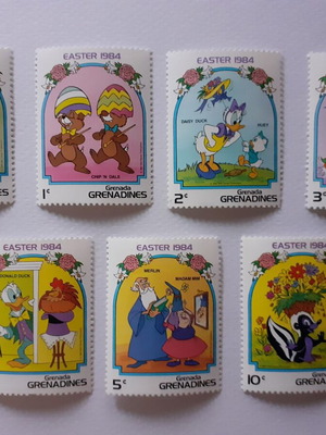 Grenada Grenadines Walt Disney Easter 1984 Stamp Set 7 Mint