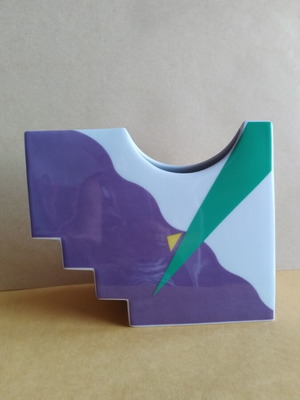 Porcelain vase with unique geometric shapes and colors, new
