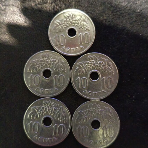 Set of 5 Rare 1954 10 Lepta Coins like new