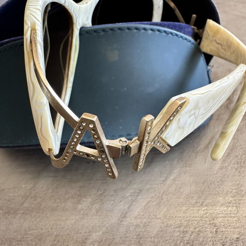 A.Kjaerbede glasses like new beige-gold with acetate and metal details