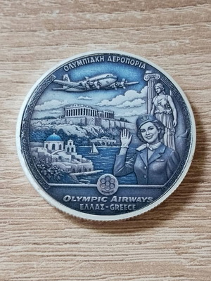 Olympic Airways commemorative coin like new with silver finish