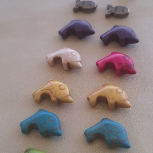 10 Haolite dolphin beads and 4 metal beads