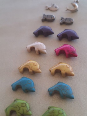 10 Haolite dolphin beads and 4 metal beads