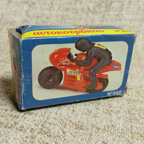 Kivi Blue Motorcycle with Rider new, with box, vintage