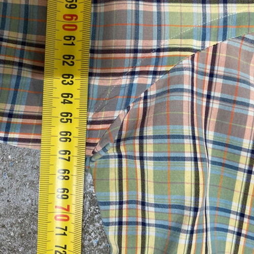 Ralph Lauren Fun Oxford Shirt L, blue yellow green plaid, orange pony