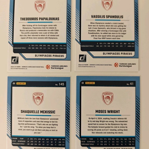 Olympiakos BC numbered cards lot Donruss new