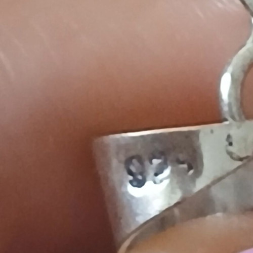 Pendant with natural stone in 925 silver, 5 cm, like new