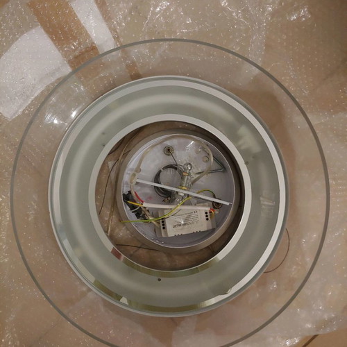 Ceiling light used, thick glass, missing bulb