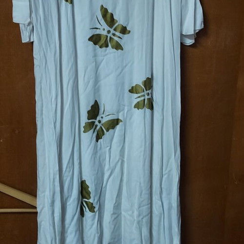 Long dress white with gold flowers size M like new, viscose fabric
