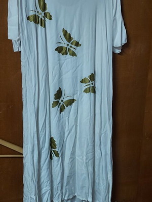 Long dress white with gold flowers size M like new, viscose fabric