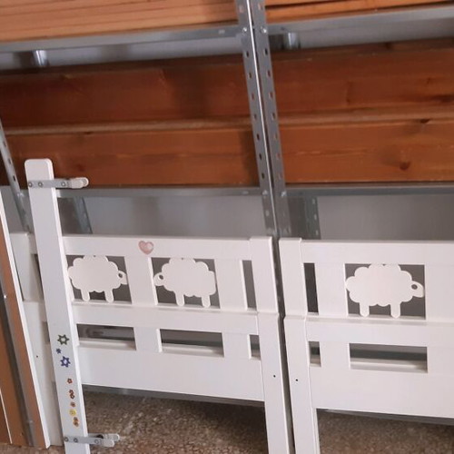IKEA children's bed used, white with protective railing